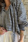 Nonni Gingham Poet Blouse Navy